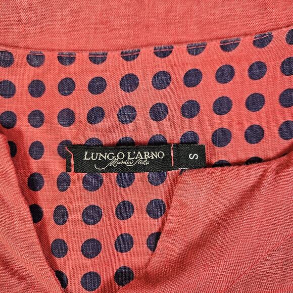 Lungo L'Arno Linen Shift Dress Short Sleeve Coral Size Small Made In Italy - Picture 3 of 6